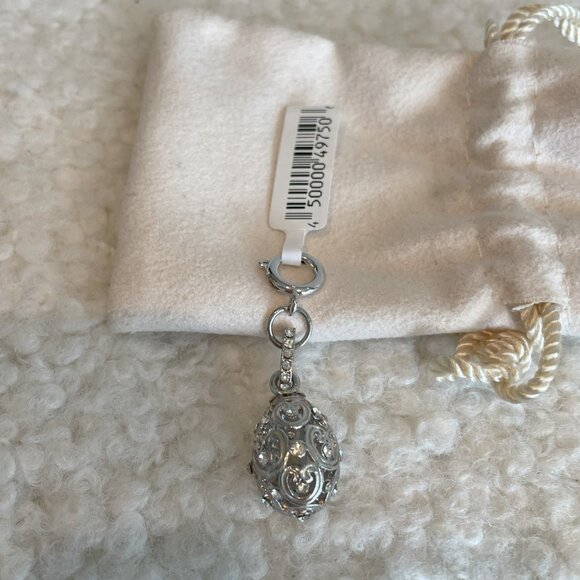 NWT, Whimsical White Gold / Diamond Egg Pendant - Picture 5 of 5